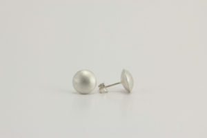 brushed sterling silver pill stud earrings