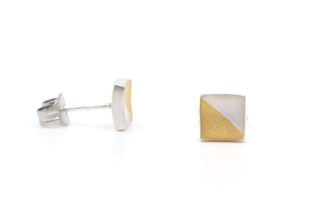 brushed square two tone studs.