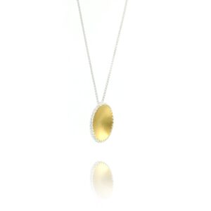 24k Keum-Boo Diamond Pendant in Sterling Silver