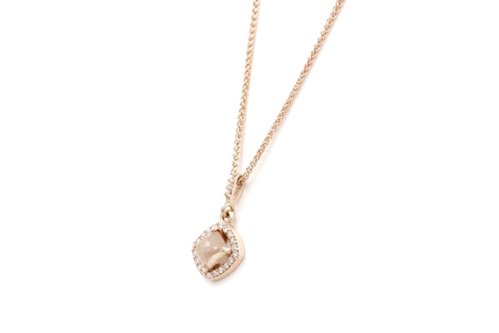 0.72 ct Natural Rose-Cut Diamond Pendant in 14k Rose Gold