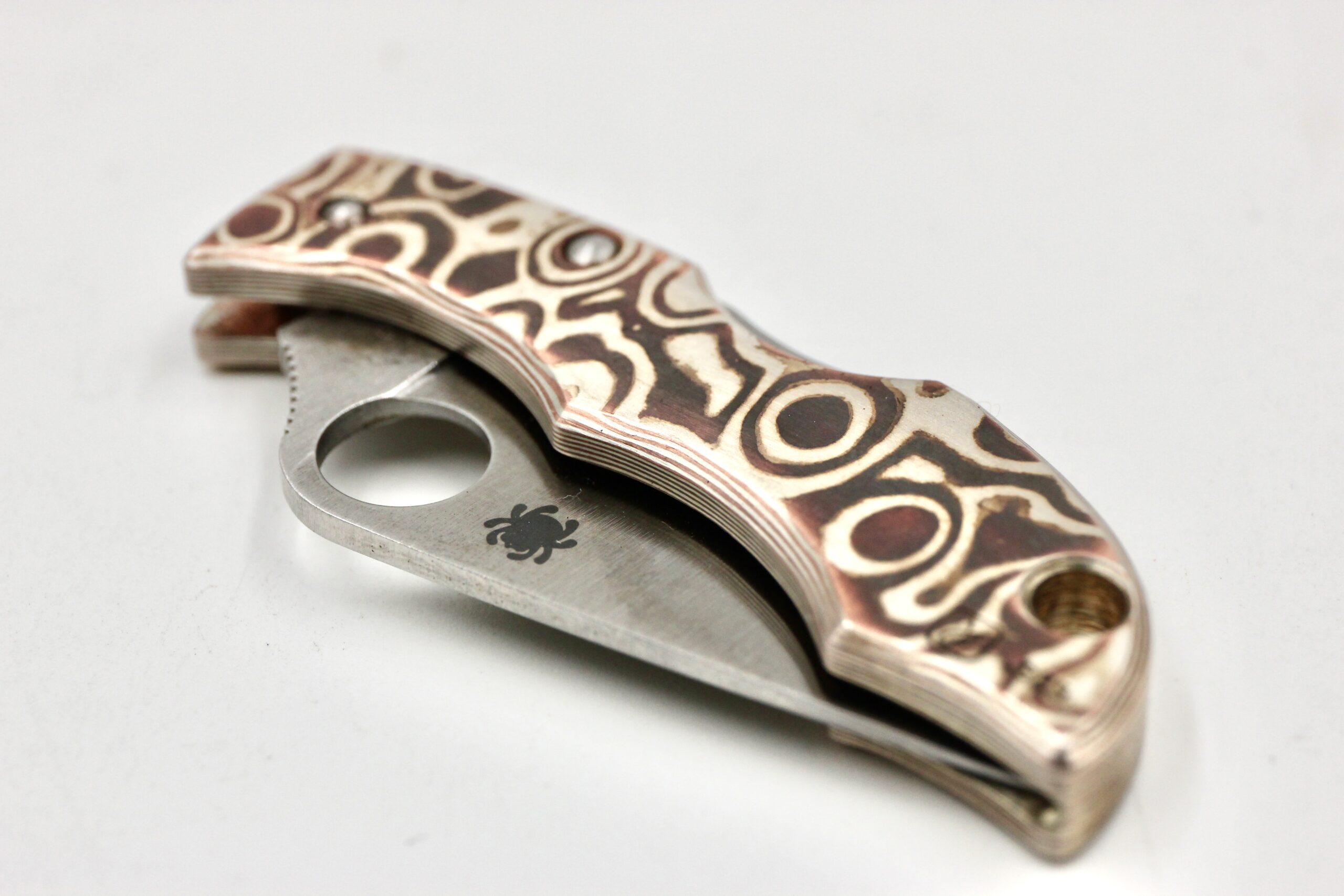 Custom Spyderco Ladybug K390 with 21-Layer Mokume-Gane Scales - Image 2